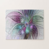 Kleurrijke Abstracte bloem Moderne fractale kunst Legpuzzel (Horizontaal)