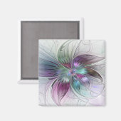 Kleurrijke Abstracte bloem Moderne fractale kunst Magneet (Voorkant / Achterkant)
