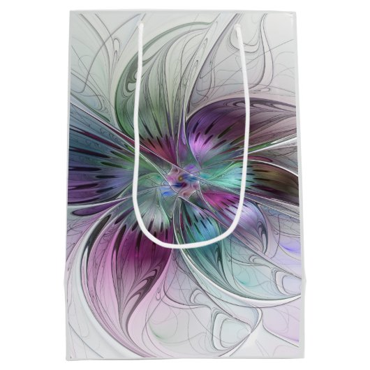 Kleurrijke Abstracte bloem Moderne fractale kunst Medium Cadeauzakje (Achterkant)