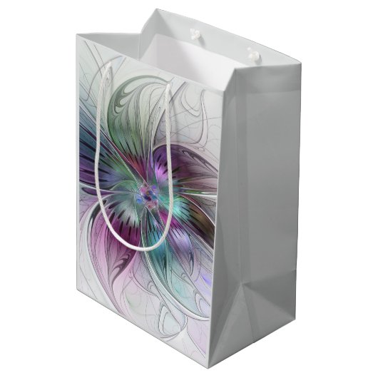 Kleurrijke Abstracte bloem Moderne fractale kunst Medium Cadeauzakje (Achterkant Gekanteld)
