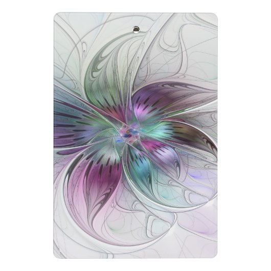Kleurrijke Abstracte bloem Moderne fractale kunst Mini Klembord (Achterkant)