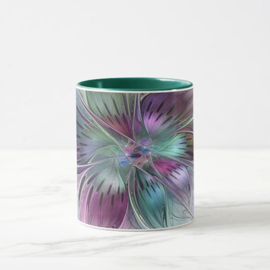 Kleurrijke Abstracte bloem Moderne fractale kunst Mok (Midden)