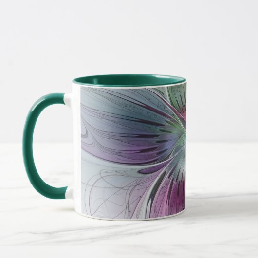 Kleurrijke Abstracte bloem Moderne fractale kunst Mok (Links)