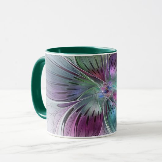 Kleurrijke Abstracte bloem Moderne fractale kunst Mok (Voorkant links)