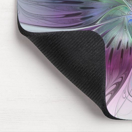 Kleurrijke Abstracte bloem Moderne fractale kunst Muismat (Hoek)