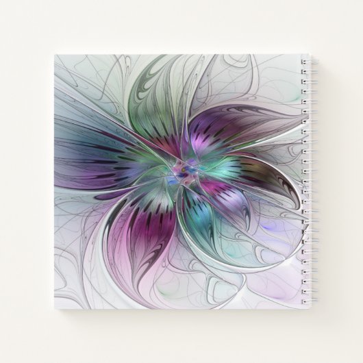 Kleurrijke Abstracte bloem Moderne fractale kunst Notitieboek (Achterkant)