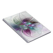 Kleurrijke Abstracte bloem Moderne fractale kunst Notitieboek (Rechterzijde)