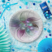 Kleurrijke Abstracte bloem Moderne fractale kunst Papieren Bordje (Feest)