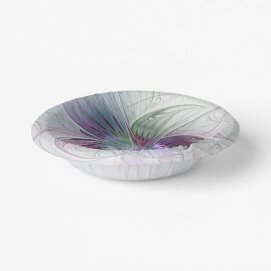 Kleurrijke Abstracte bloem Moderne fractale kunst Papieren Kommen (Gebogen)