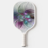 Kleurrijke Abstracte bloem Moderne fractale kunst Pickleball Paddle (Achterkant)