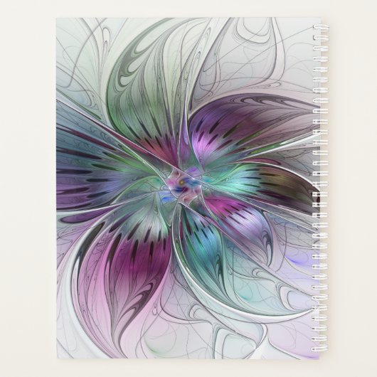 Kleurrijke Abstracte bloem Moderne fractale kunst Planner (Achterkant)