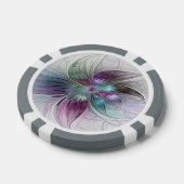 Kleurrijke Abstracte bloem Moderne fractale kunst Poker Chips (Enkel)