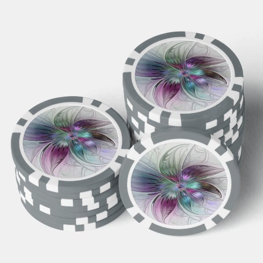 Kleurrijke Abstracte bloem Moderne fractale kunst Poker Chips (Opstapeling)