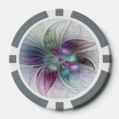 Kleurrijke Abstracte bloem Moderne fractale kunst Poker Chips (Voorkant)