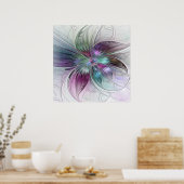 Kleurrijke Abstracte bloem Moderne fractale kunst Poster (Keuken)