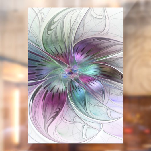 Kleurrijke Abstracte bloem Moderne fractale kunst Raamsticker (Vel 2)