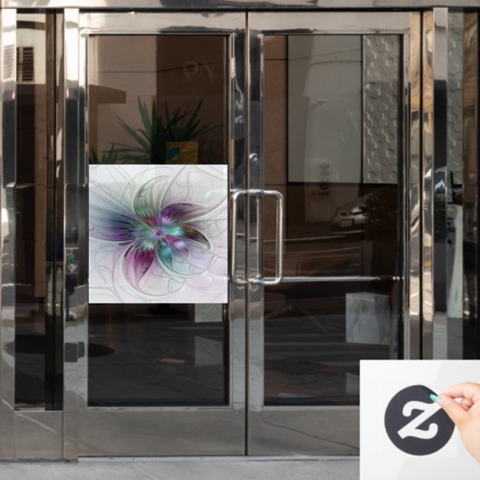 Kleurrijke Abstracte bloem Moderne fractale kunst Raamsticker (Kantoordeur)