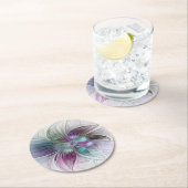 Kleurrijke Abstracte bloem Moderne fractale kunst Ronde Kartonnen Onderzetter (Insitu)