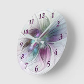 Kleurrijke Abstracte bloem Moderne fractale kunst Ronde Klok (Hoek)