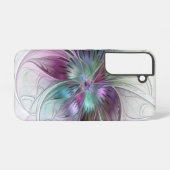 Kleurrijke Abstracte bloem Moderne fractale kunst Samsung Galaxy Hoesje (Achterkant horizontaal)