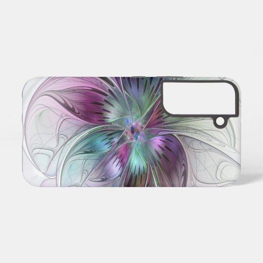 Kleurrijke Abstracte bloem Moderne fractale kunst Samsung Galaxy Hoesje (Achterkant horizontaal)