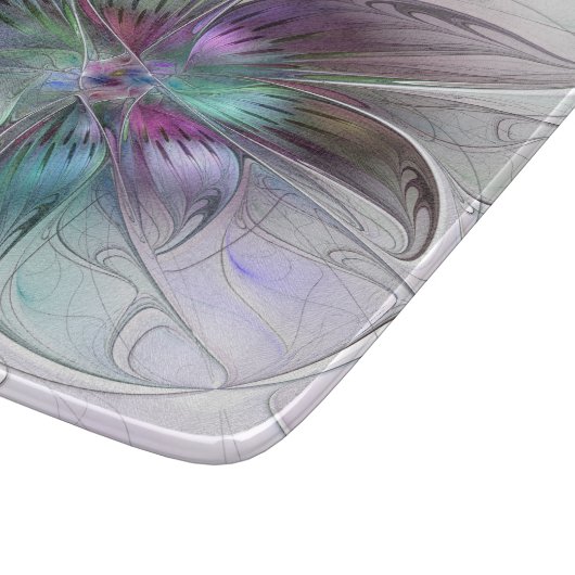 Kleurrijke Abstracte bloem Moderne fractale kunst Snijplank (Hoek)