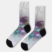 Kleurrijke Abstracte bloem Moderne fractale kunst Sokken (Links)