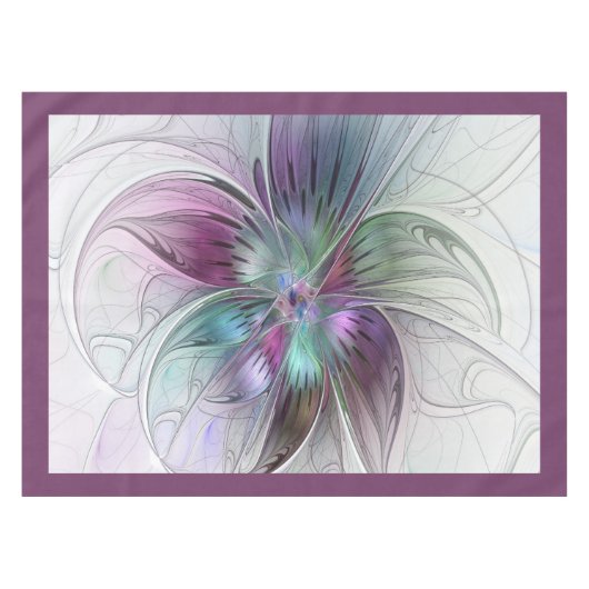 Kleurrijke Abstracte bloem Moderne fractale kunst Tafelkleed (Voorkant (Horizontaal))