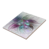 Kleurrijke Abstracte bloem Moderne fractale kunst Tegeltje (Zijkant)