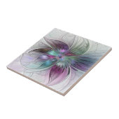 Kleurrijke Abstracte bloem Moderne fractale kunst Tegeltje (Zijkant)