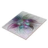 Kleurrijke Abstracte bloem Moderne fractale kunst Tegeltje (Zijkant)