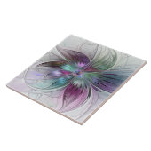 Kleurrijke Abstracte bloem Moderne fractale kunst Tegeltje (Zijkant)