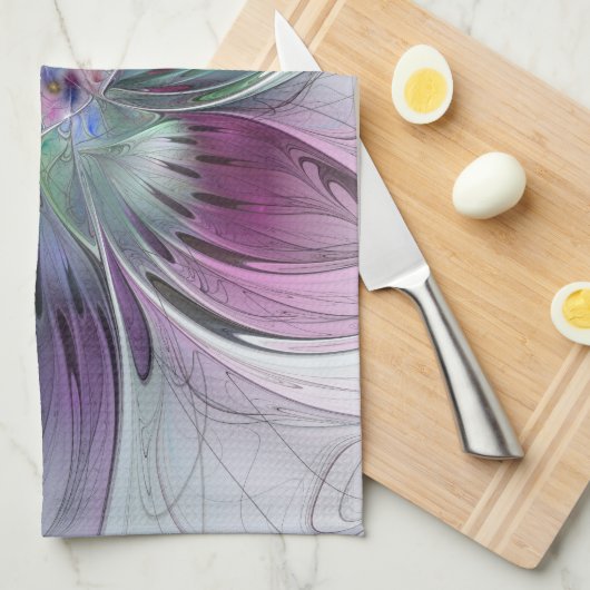 Kleurrijke Abstracte bloem Moderne fractale kunst Theedoek (Quarter Fold)