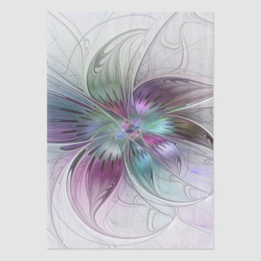 Kleurrijke Abstracte bloem Moderne fractale kunst Tissuepapier (Voorkant)