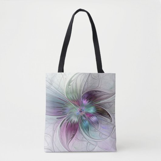 Kleurrijke Abstracte bloem Moderne fractale kunst Tote Bag (Voorkant)