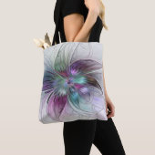 Kleurrijke Abstracte bloem Moderne fractale kunst Tote Bag (Dichtbij)