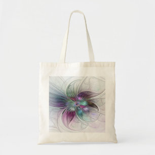 Kleurrijke Abstracte bloem Moderne fractale kunst Tote Bag
