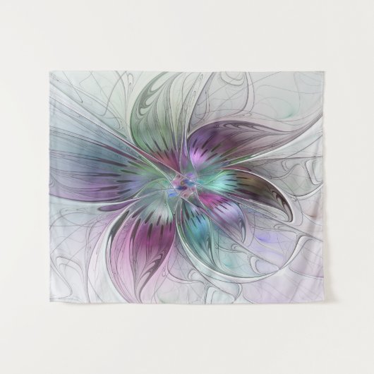 Kleurrijke Abstracte bloem Moderne fractale kunst Wandkleed (Voorkant (horizontaal))