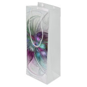 Kleurrijke Abstracte bloem Moderne fractale kunst Wijn Cadeautas (Achterkant Gekanteld)