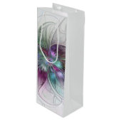 Kleurrijke Abstracte bloem Moderne fractale kunst Wijn Cadeautas (Voorkant Gekanteld)