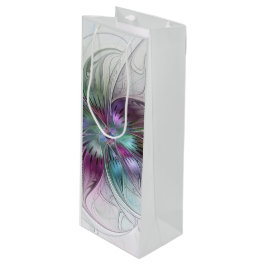 Kleurrijke Abstracte bloem Moderne fractale kunst Wijn Cadeautas