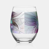 Kleurrijke Abstracte bloem Moderne fractale kunst Wijnglas Zonder Voet (Links)