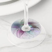 Kleurrijke Abstracte bloem Moderne fractale kunst Wijnglaslabel (Dichtbij)