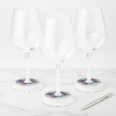 Kleurrijke Abstracte bloem Moderne fractale kunst Wijnglaslabel (Set)