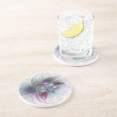 Kleurrijke Abstracte bloem Moderne fractale kunst Zandsteen Onderzetter (Zijkant)