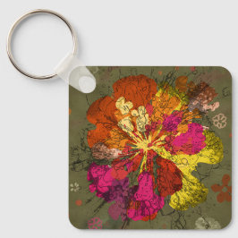 Kleurrijke Abstracte Bloem Sleutelhanger