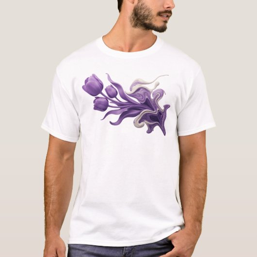 Kleurrijke ABSTRACTE BLOEM Stijl Statement T-shirt (Voorkant)