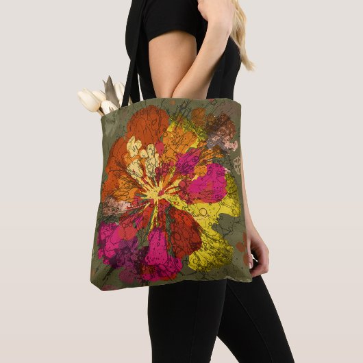 Kleurrijke Abstracte Bloem Tote Bag