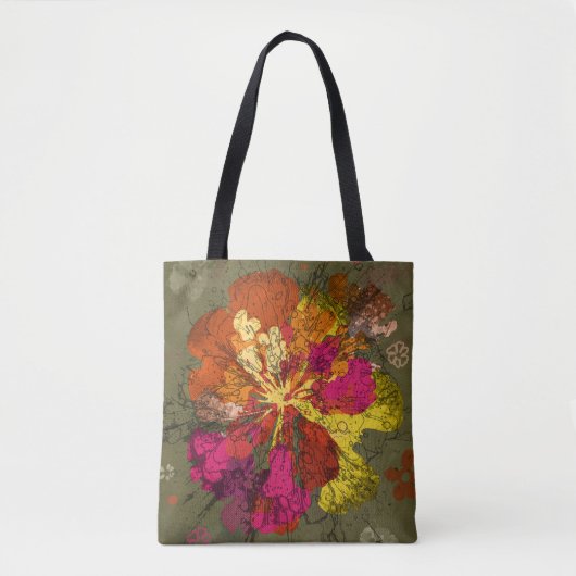 Kleurrijke Abstracte Bloem Tote Bag (Voorkant)
