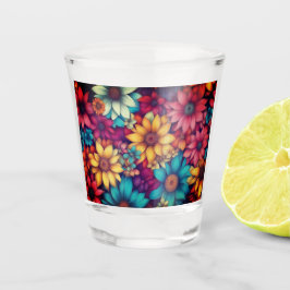 Kleurrijke  Abstracte Bloemen #33 - Shot Glas